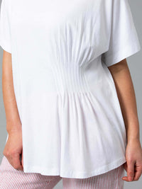 Yarra Trail Pintuck Tee in White Yarra Trailmarco polo, tee, white, yarra trail, YT22S7211